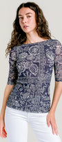Ruched Sleeve Mesh Top