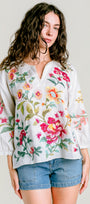 Split Neck Linen Blouse