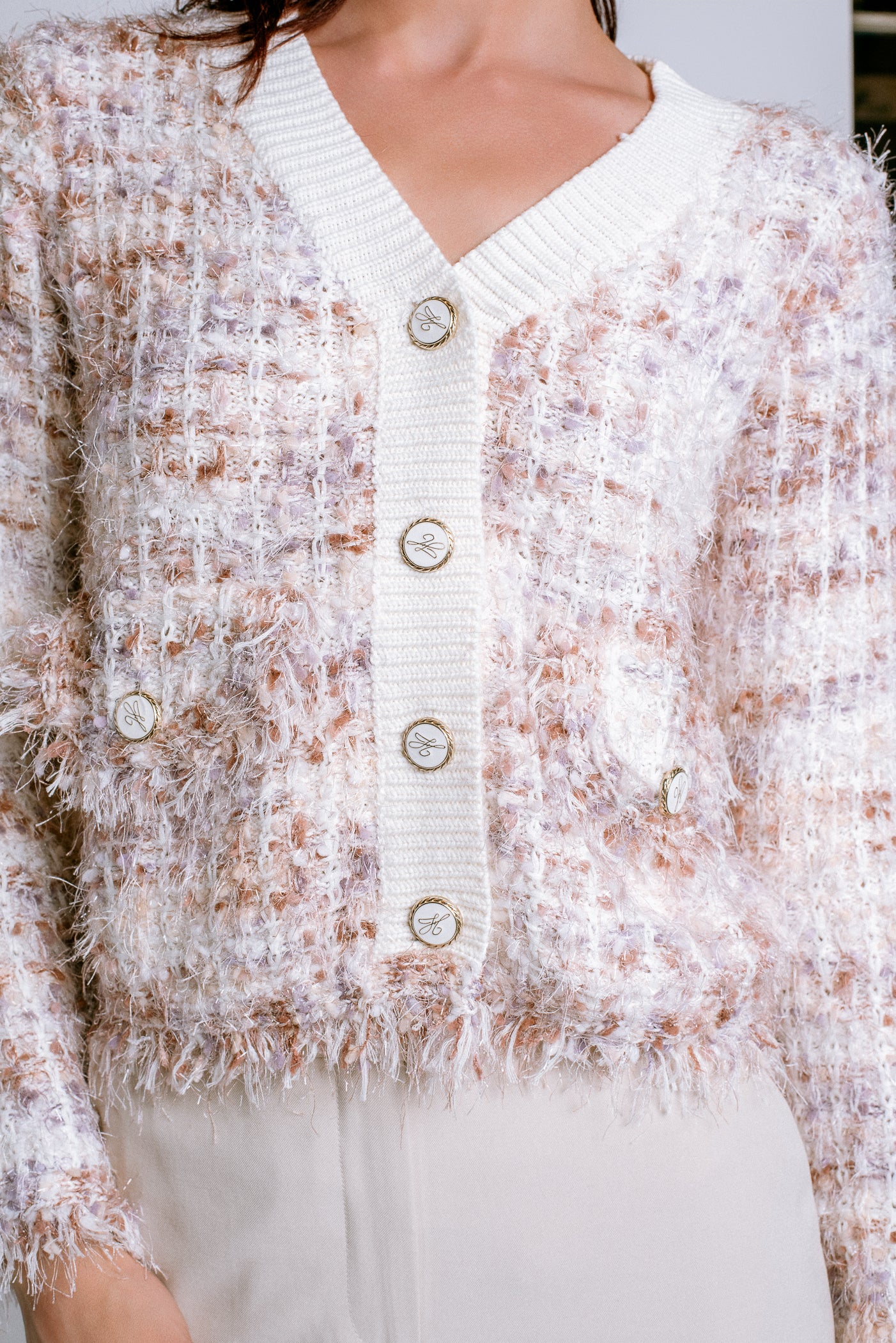 Hale Bob Boucle Cropped Cardigan