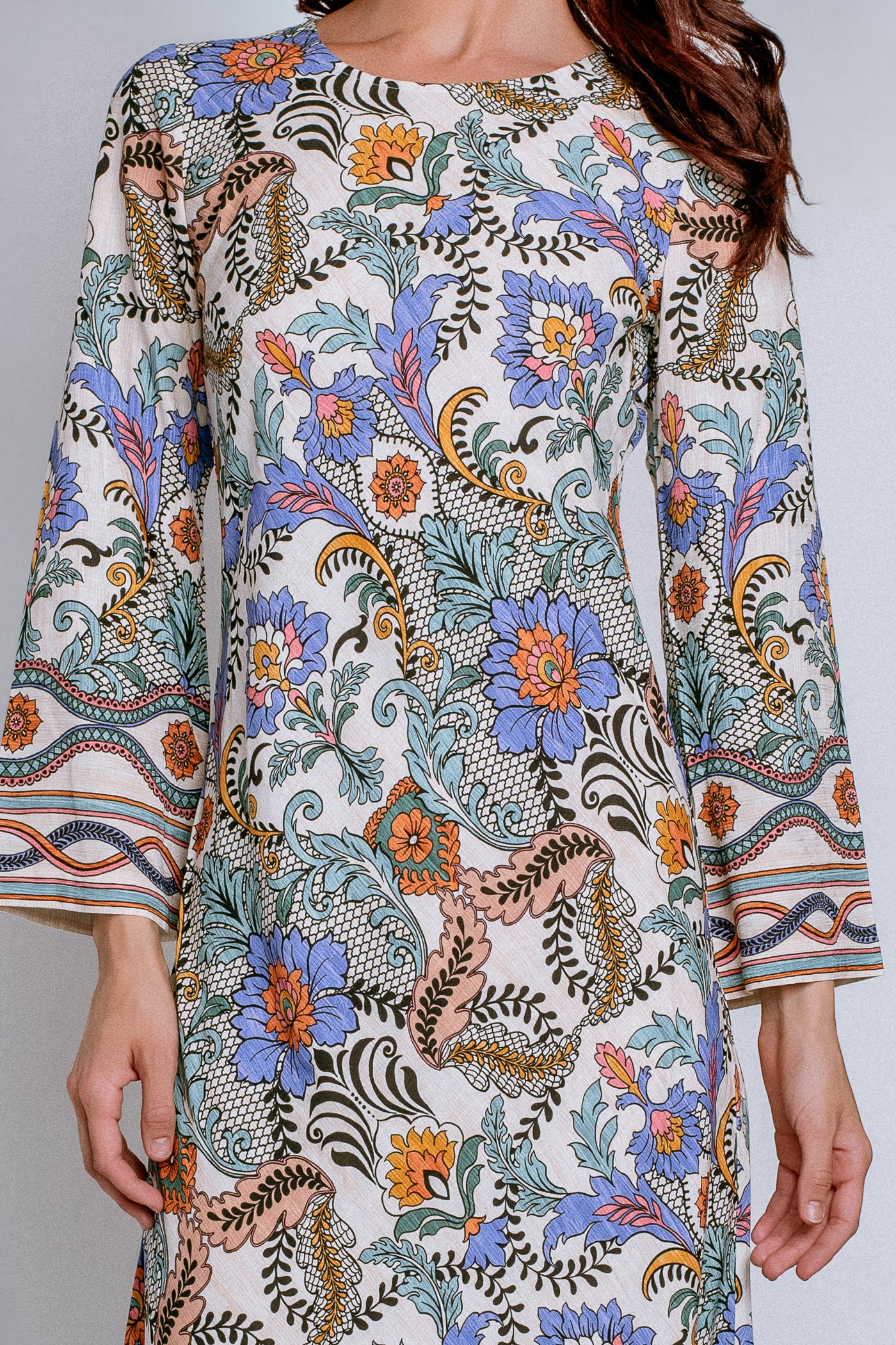 Hale Bob Printed Long Sleeve Midi Dress