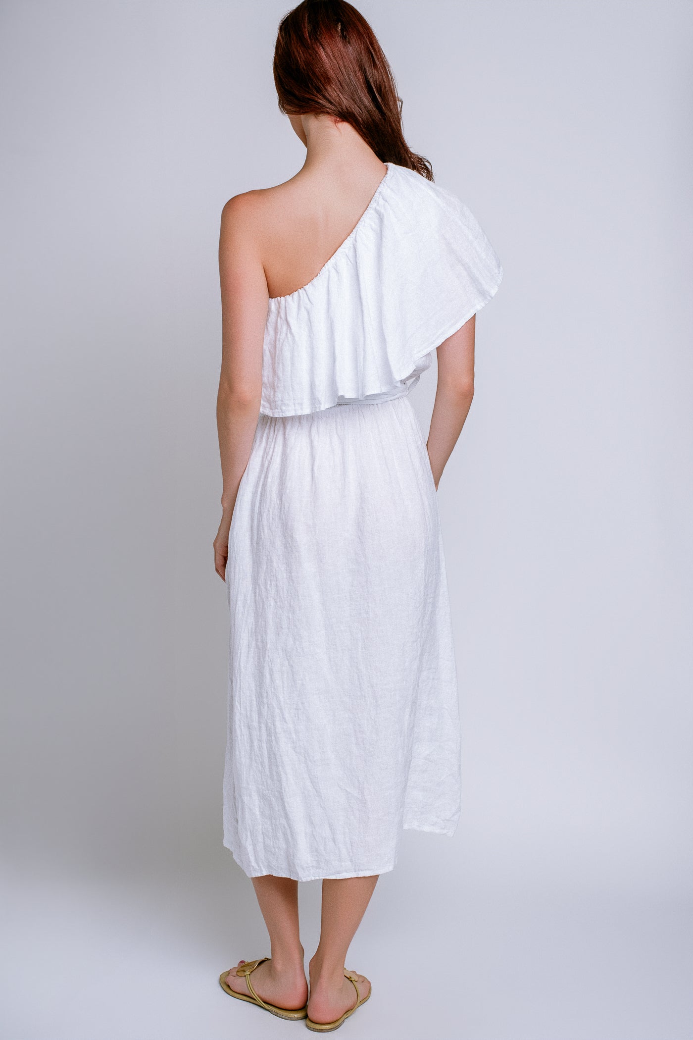 Milio Milano One Shoulder Ruffle Dress