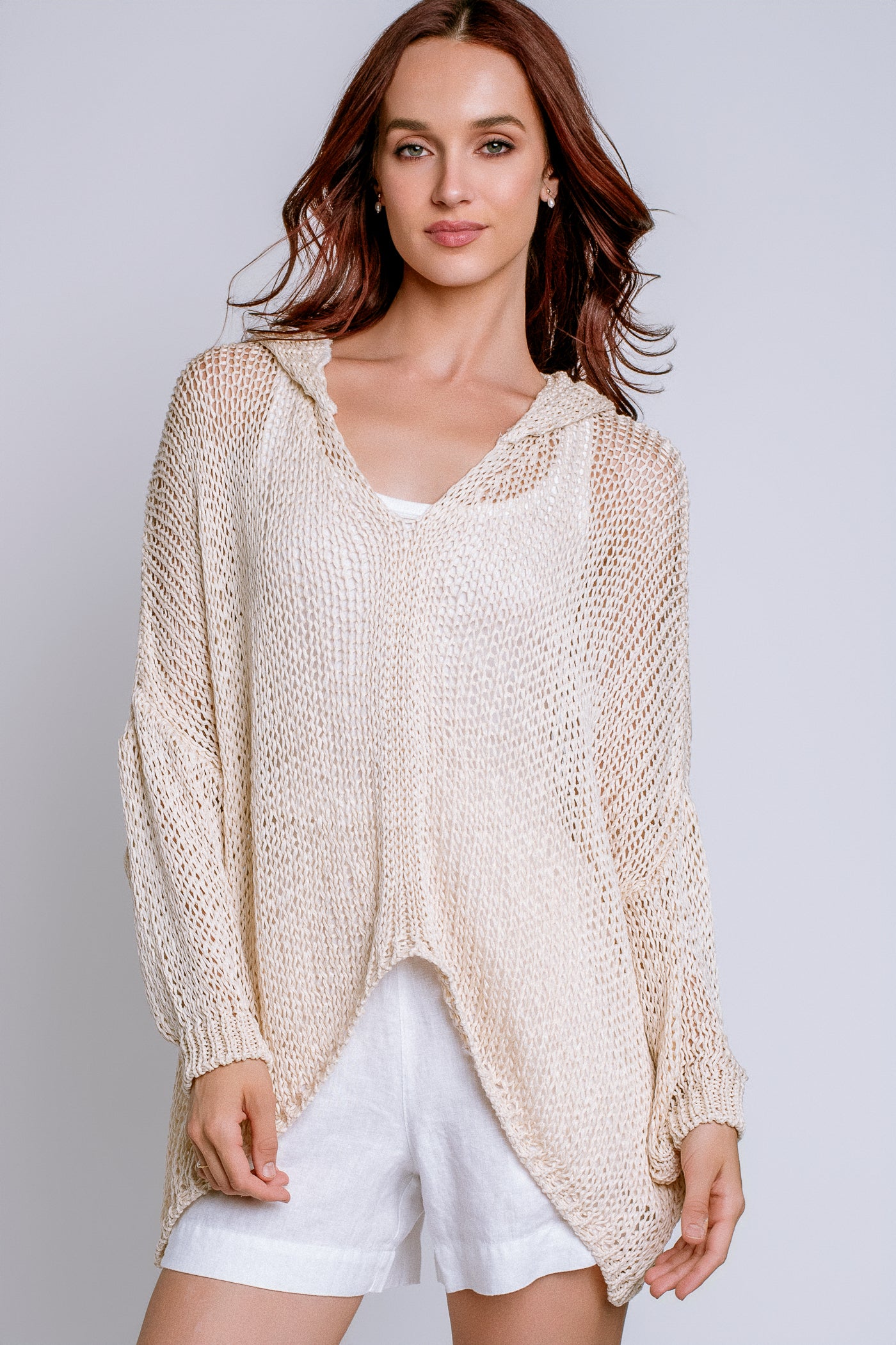 Milio Milano Crochet Hooded Poncho