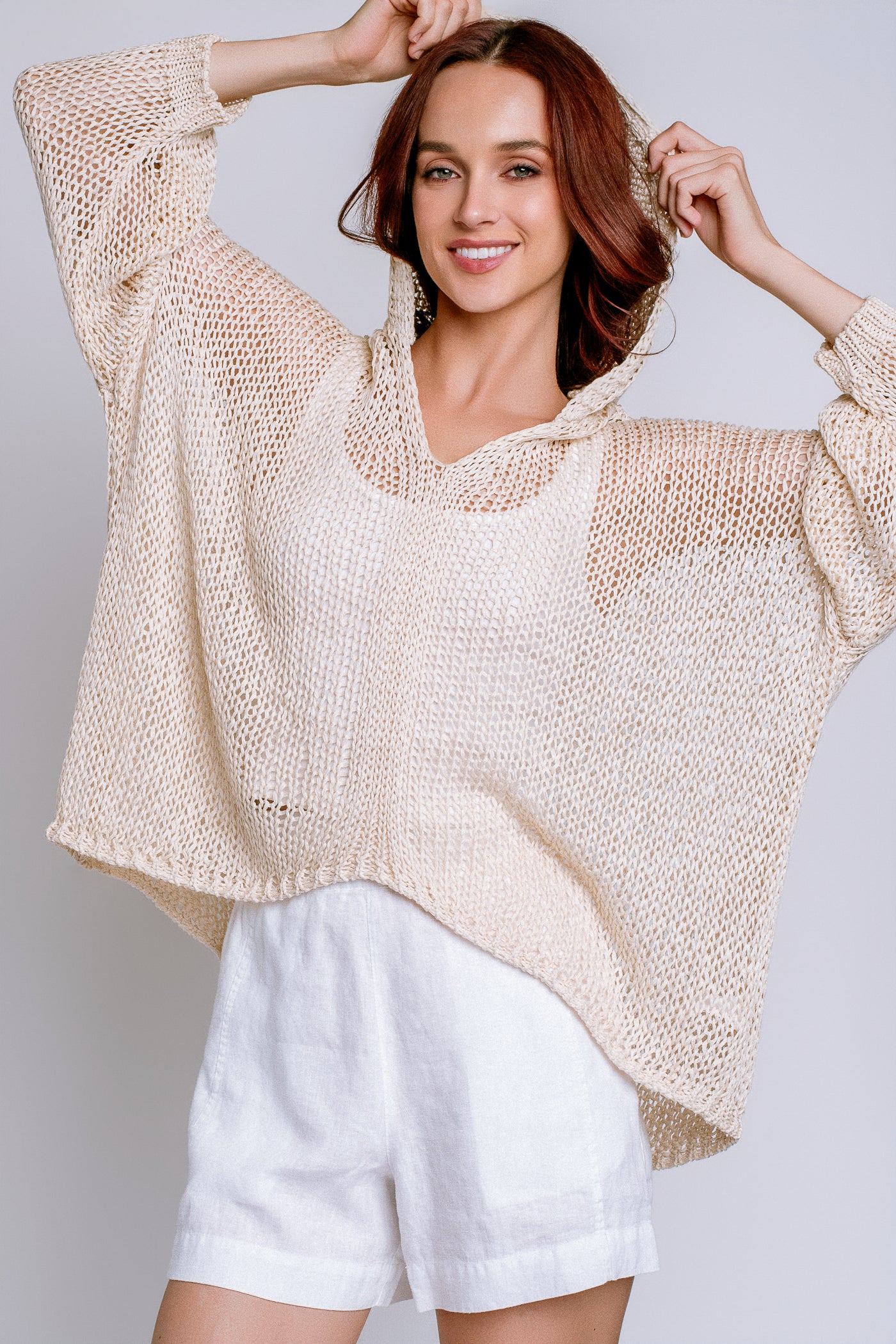 Milio Milano Crochet Hooded Poncho