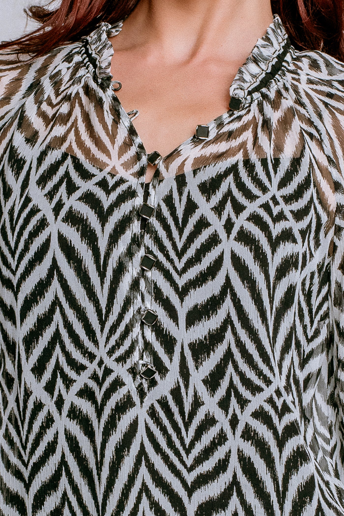 Hale Bob Striped Chiffon Blouse