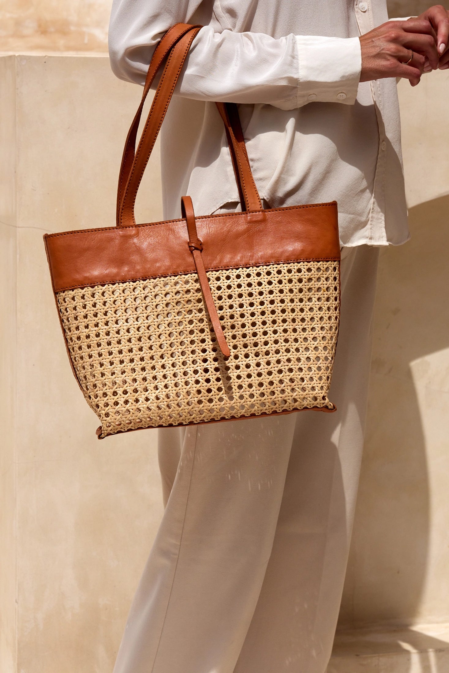 The Winding Road Rattan Cane Weave Tote