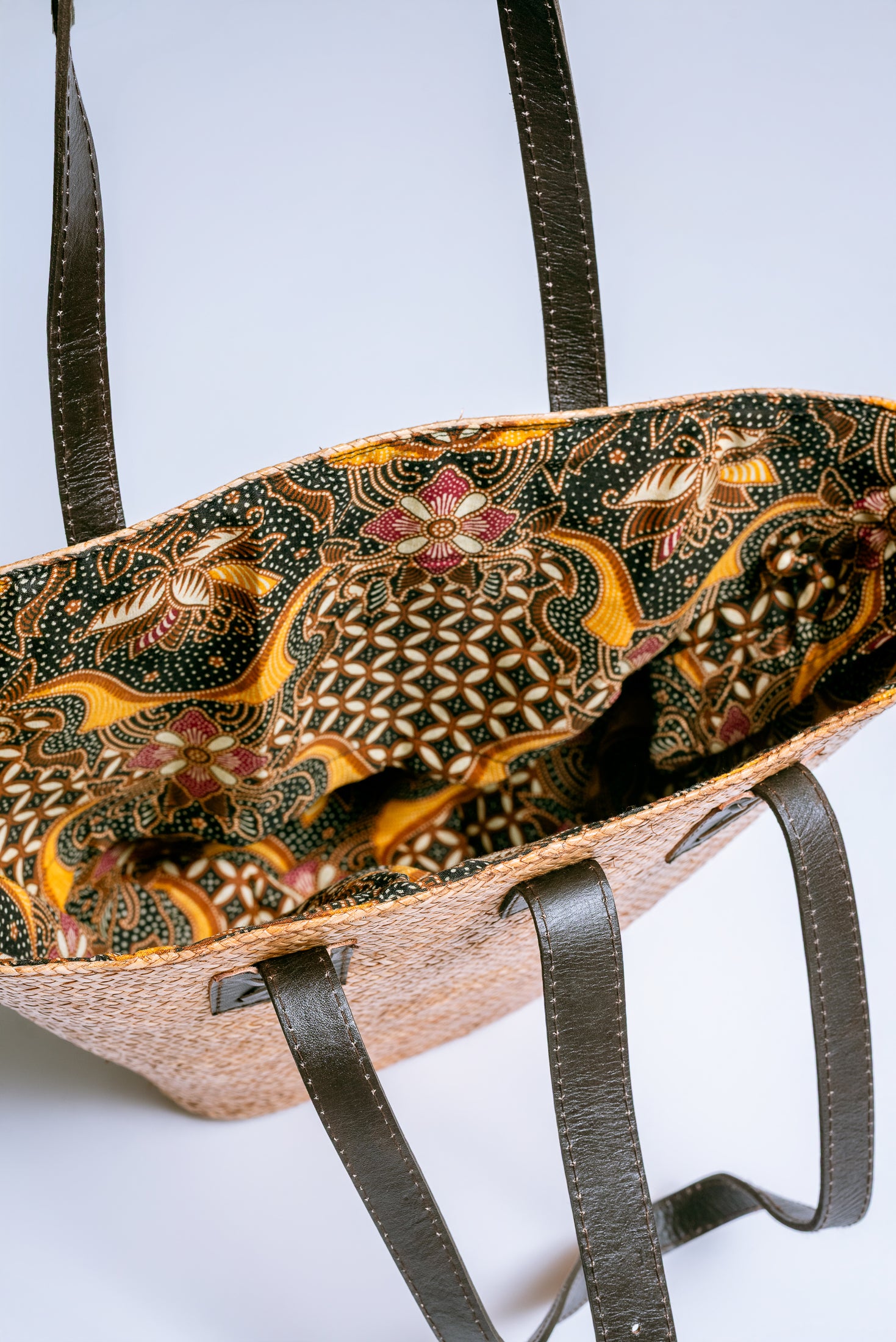 The Winding Road Rattan & Leather Beach Basket Tote