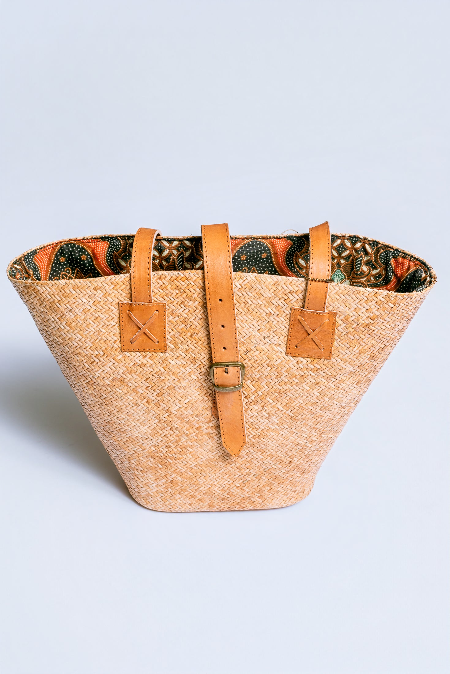 The Winding Road Rattan & Leather Beach Basket Tote
