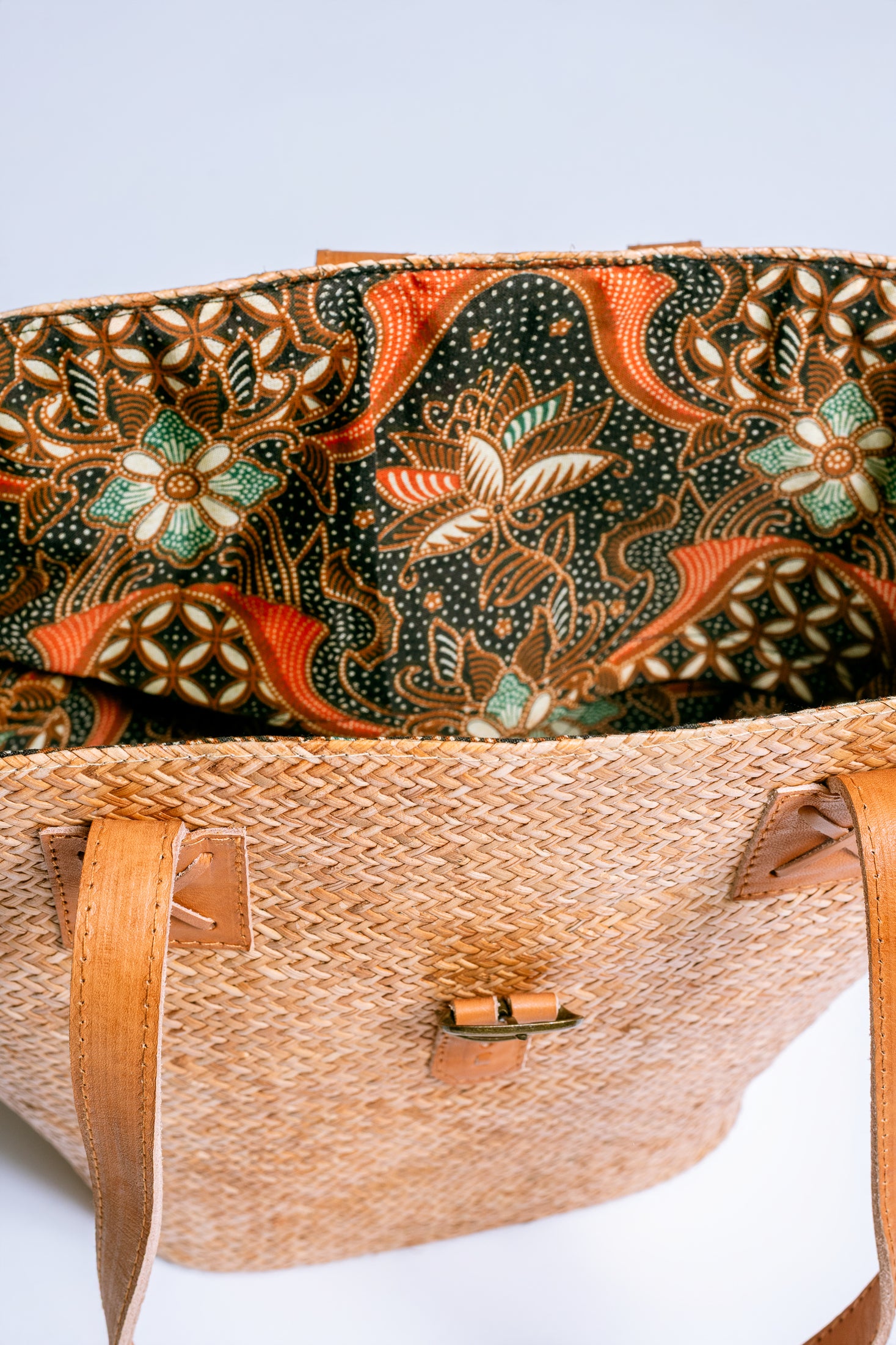 The Winding Road Rattan & Leather Beach Basket Tote