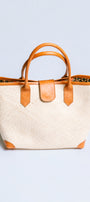 The Winding Road Rolled Leather Handle Rattan Tote