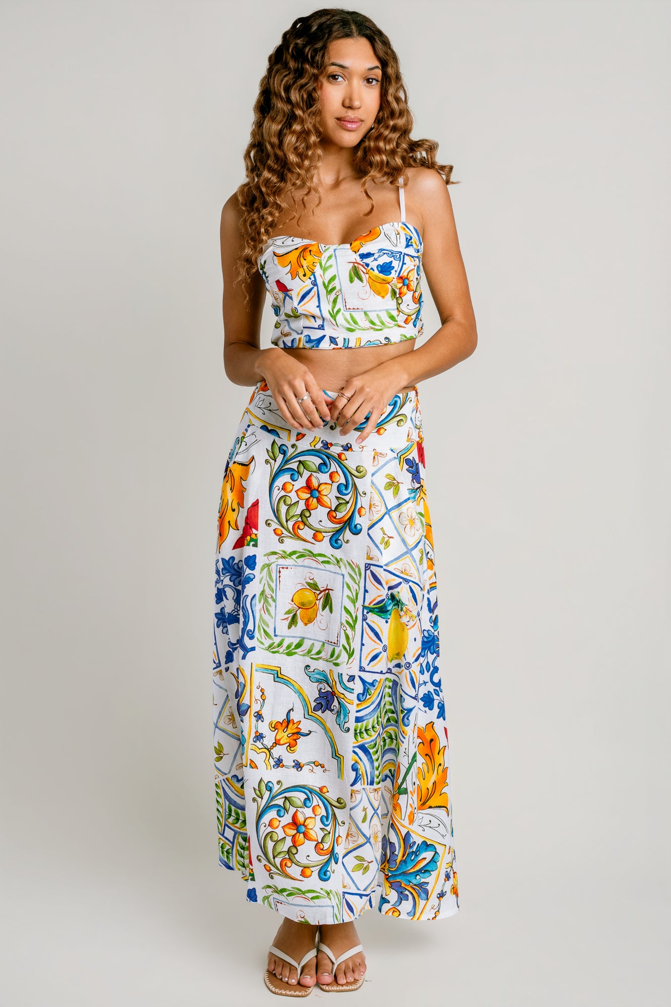 Milio Milano Floral Tile Print Top