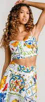 Milio Milano Floral Tile Print Top