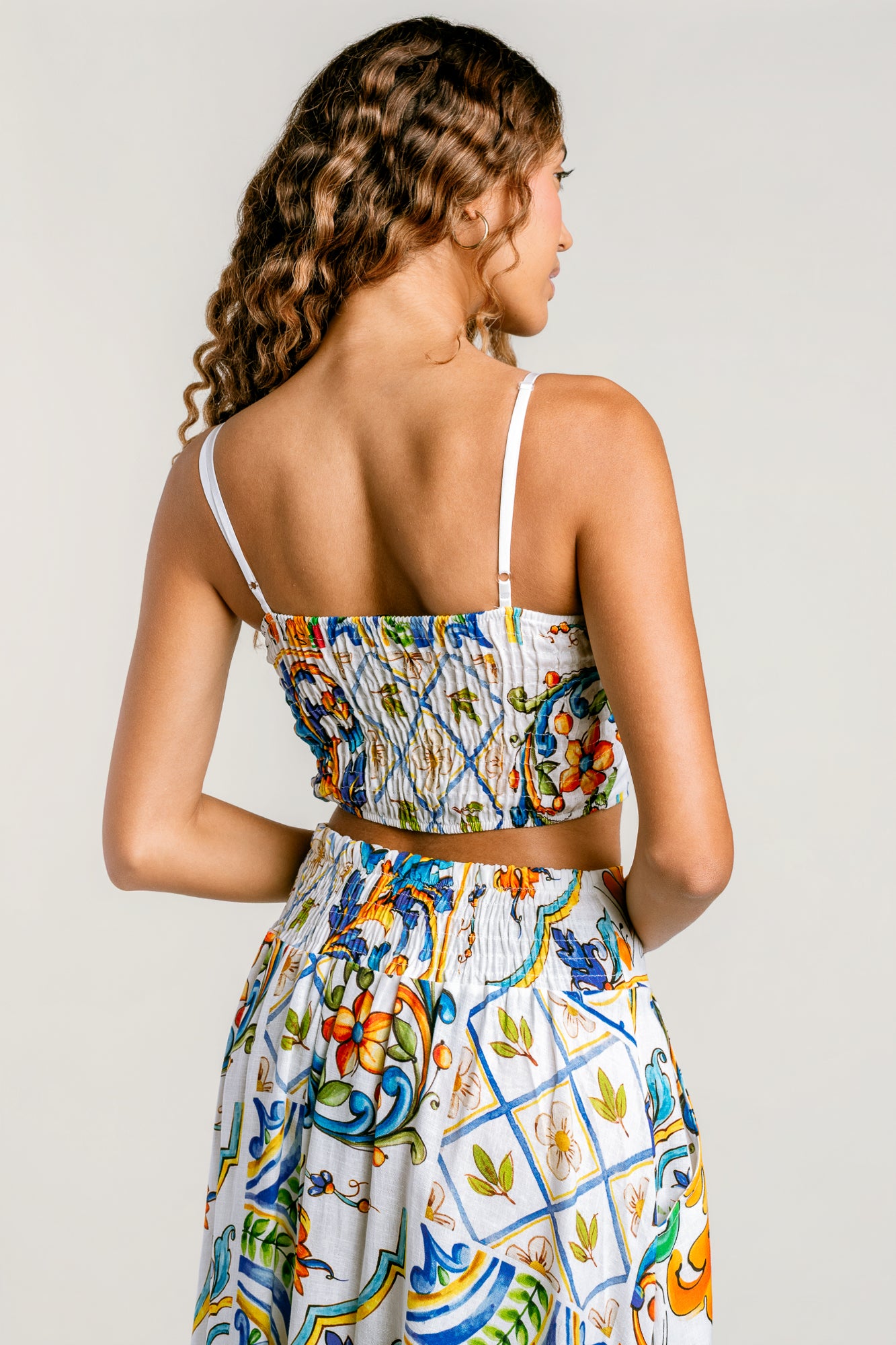 Milio Milano Floral Tile Print Top