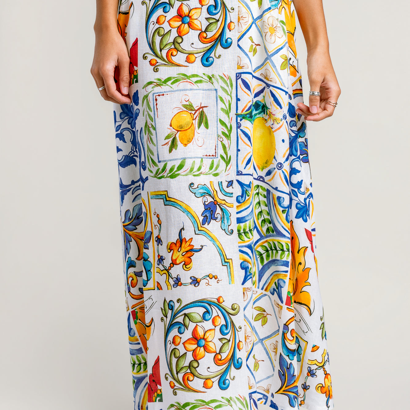 Milio Milano Floral Tile Print Skirt