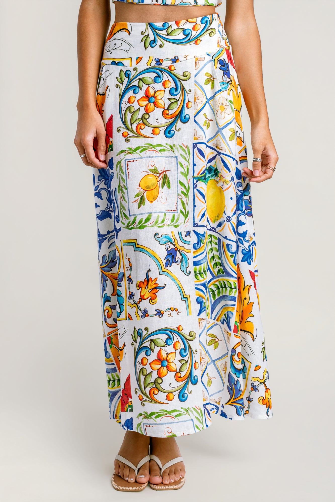 Milio Milano Floral Tile Print Skirt