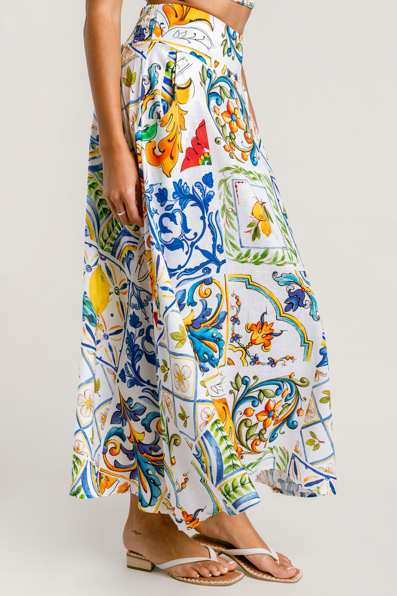 Milio Milano Floral Tile Print Skirt