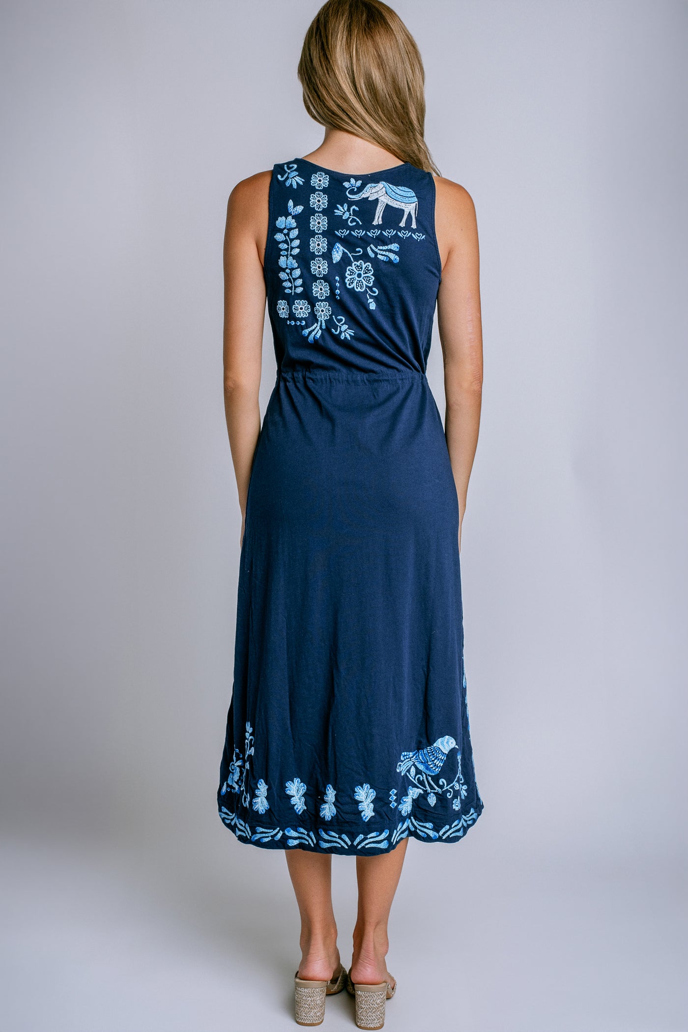 Johnny Was Yadira V-Neck Drawstring Knit Dress