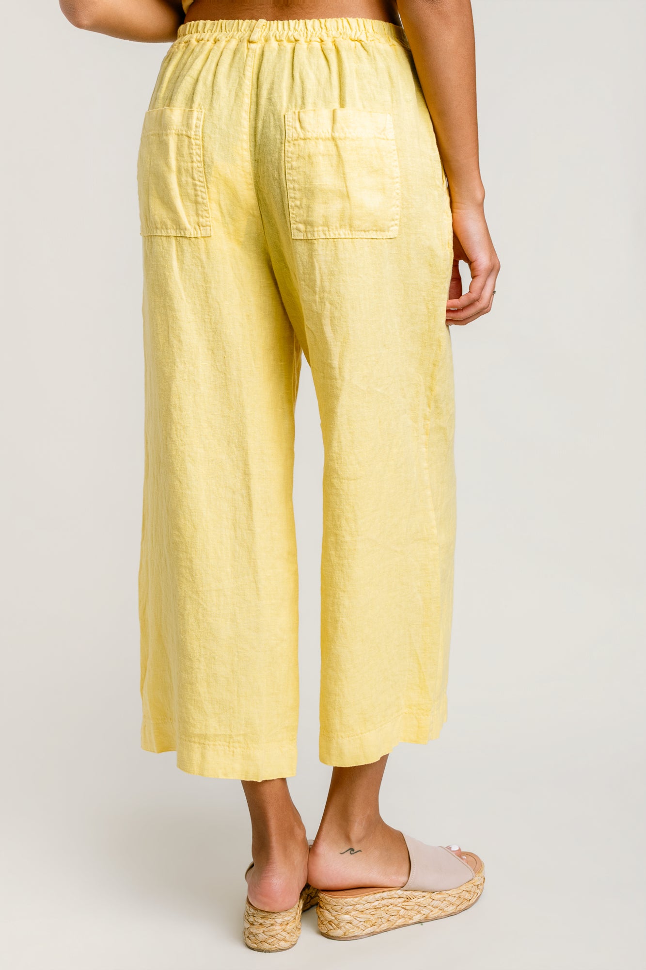 Milio Milano Wide Leg Linen Crop Gaucho Pant