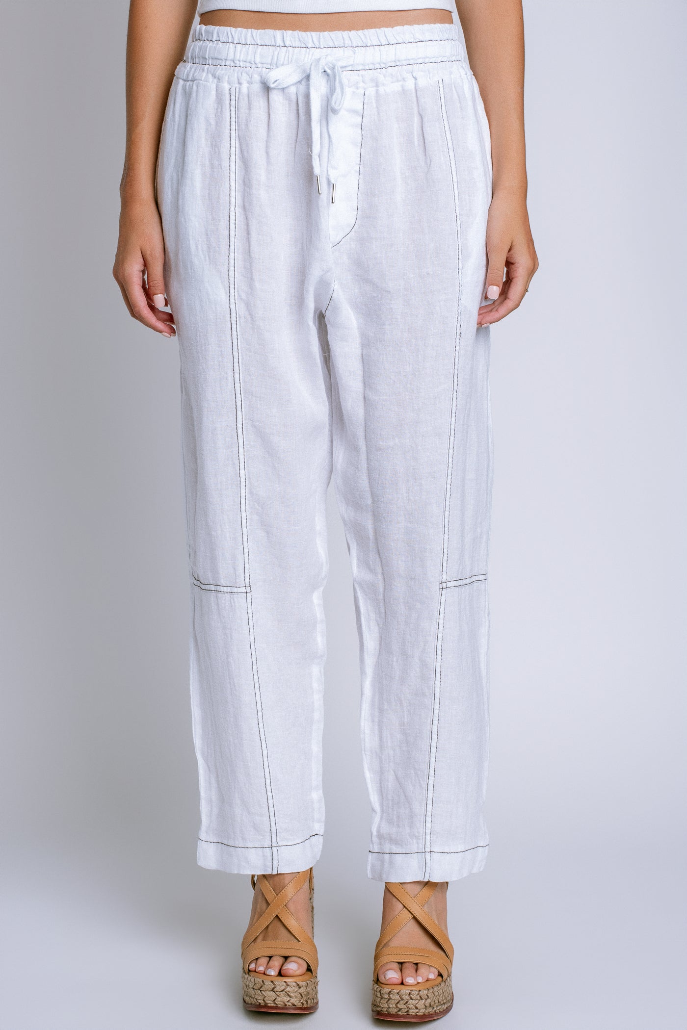 Milio Milano Edge Stitch Linen Drawstring Pant