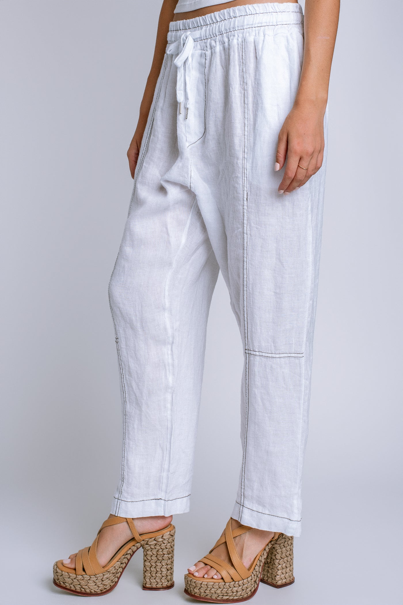 Milio Milano Edge Stitch Linen Drawstring Pant