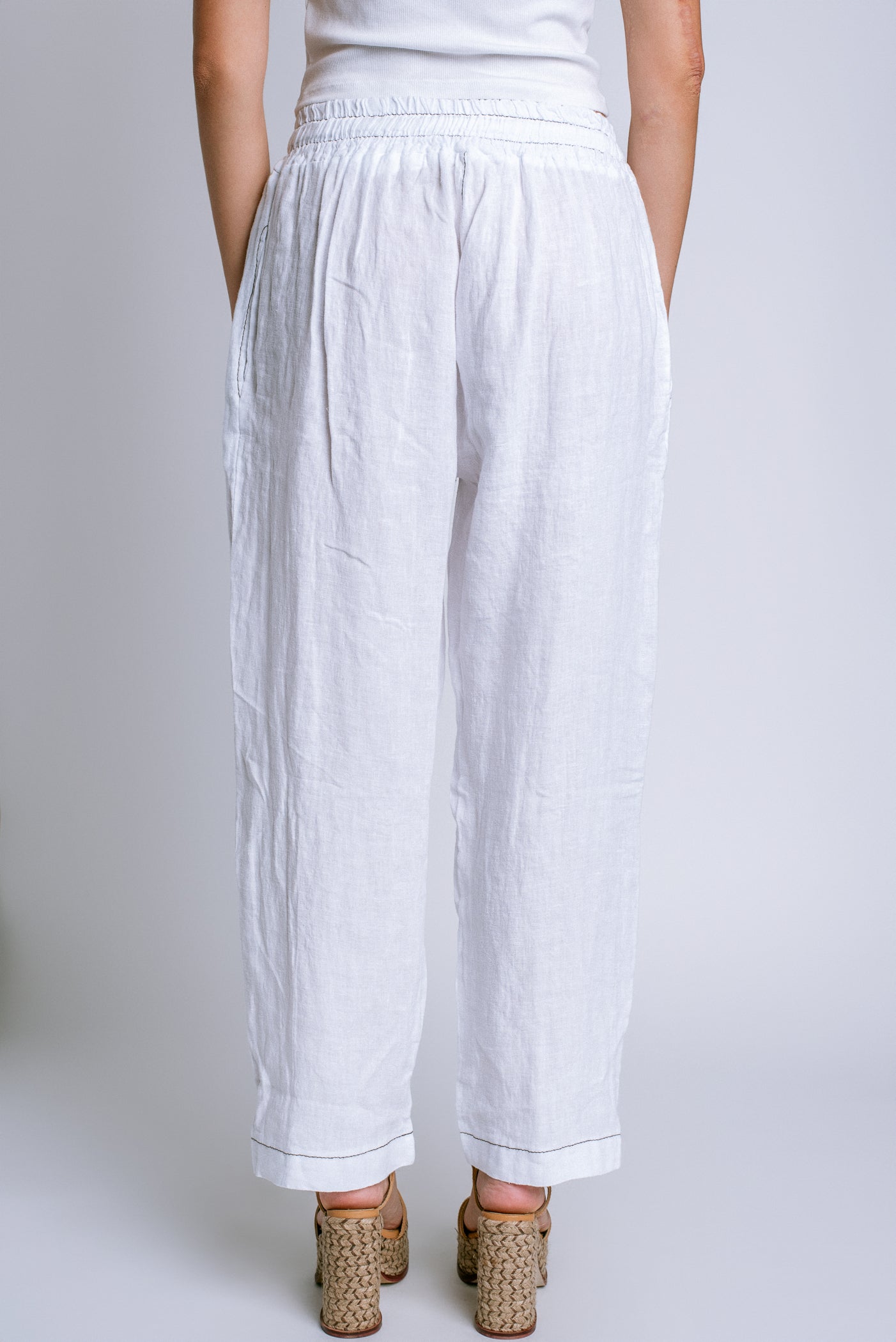 Milio Milano Edge Stitch Linen Drawstring Pant