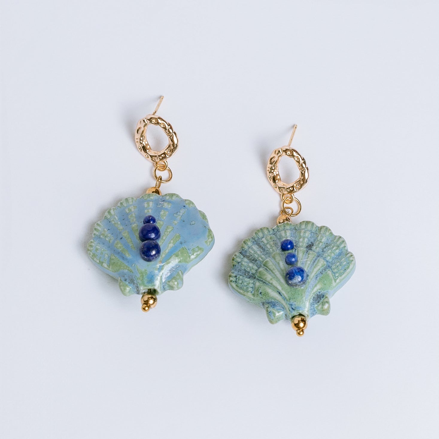 Sherwood Bridge Diamonds Lapis Ceramic Shell Earrings