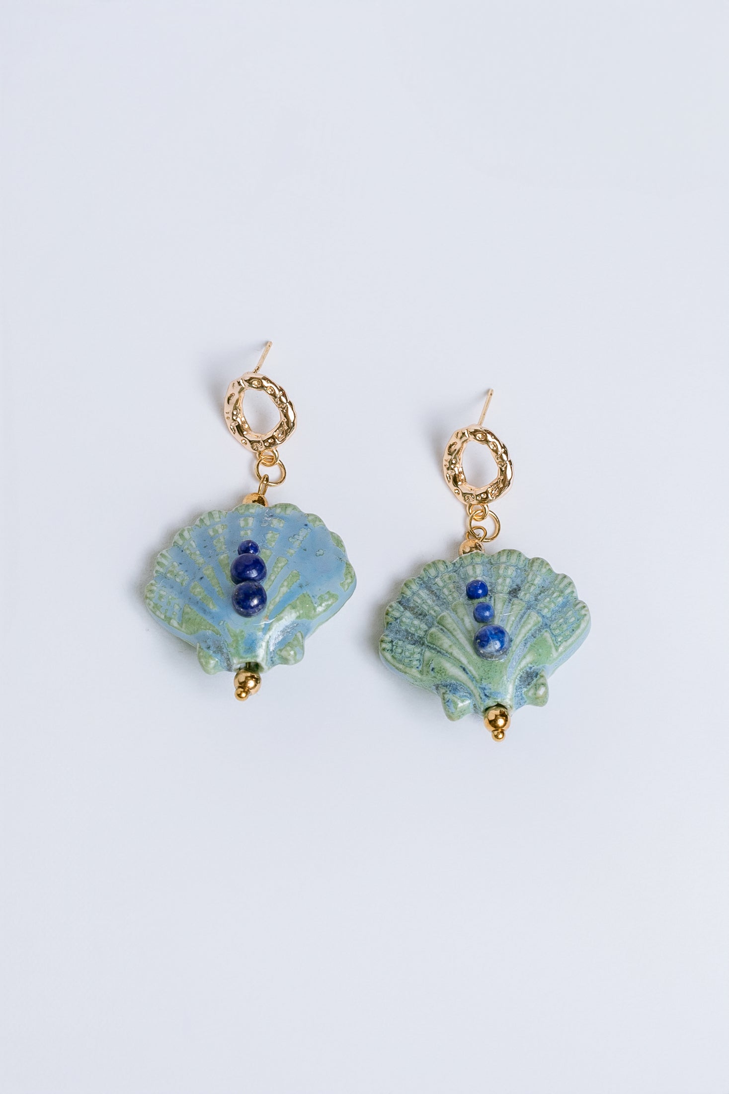 Sherwood Bridge Diamonds Lapis Ceramic Shell Earrings