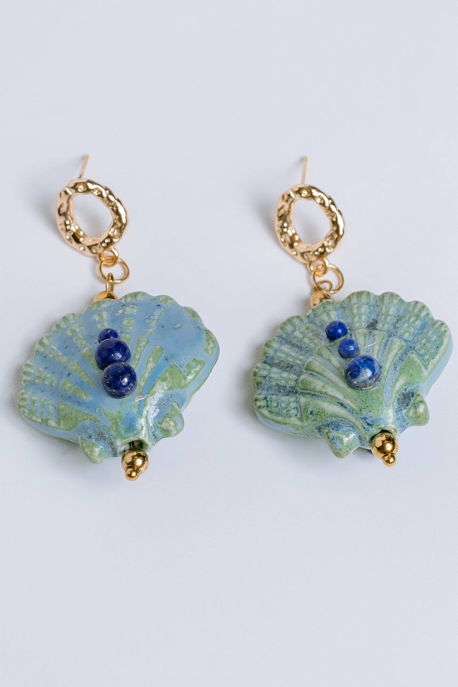 Sherwood Bridge Diamonds Lapis Ceramic Shell Earrings