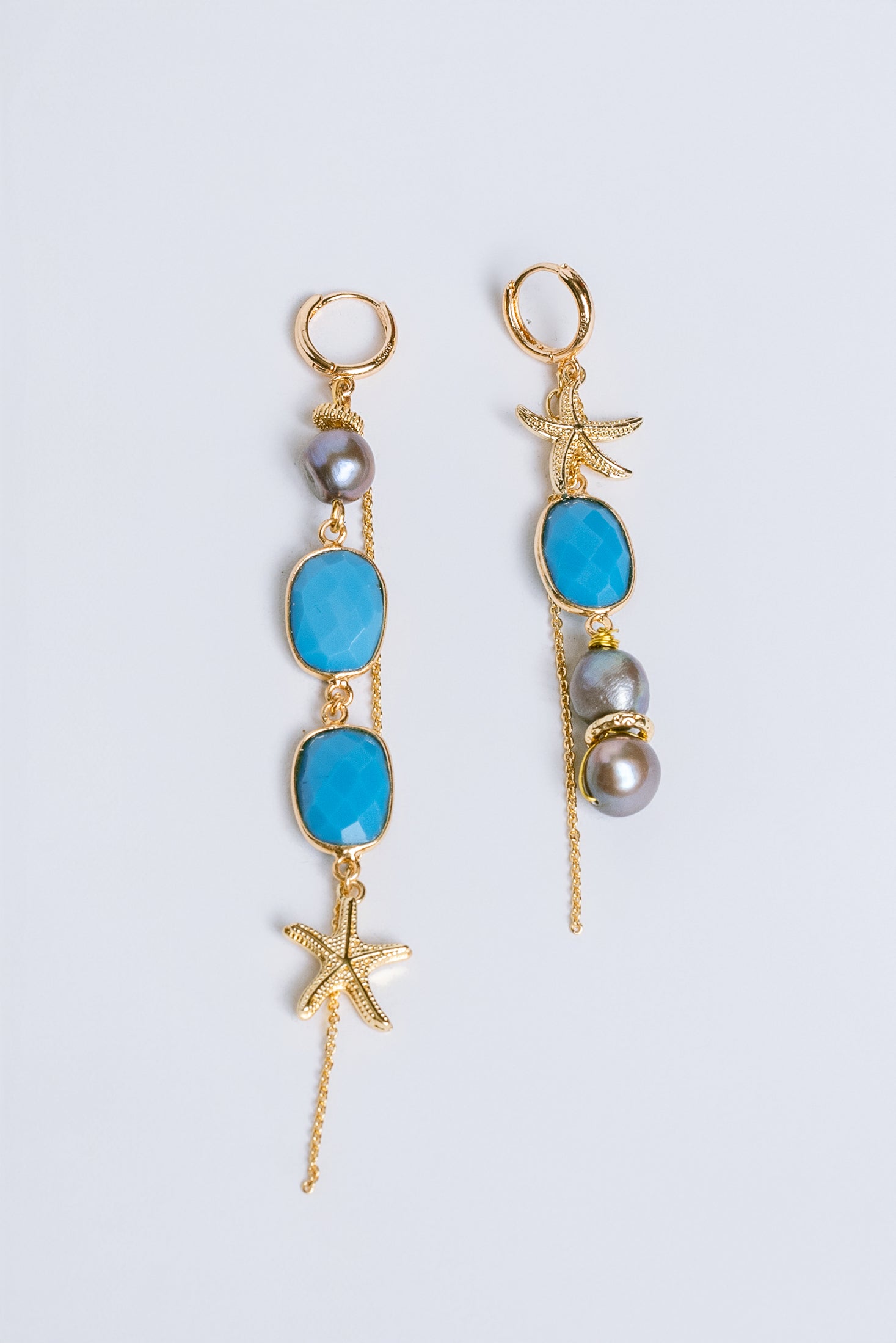 Sherwood Bridge Diamonds Asymmetrical Turquoise Starfish Earrings