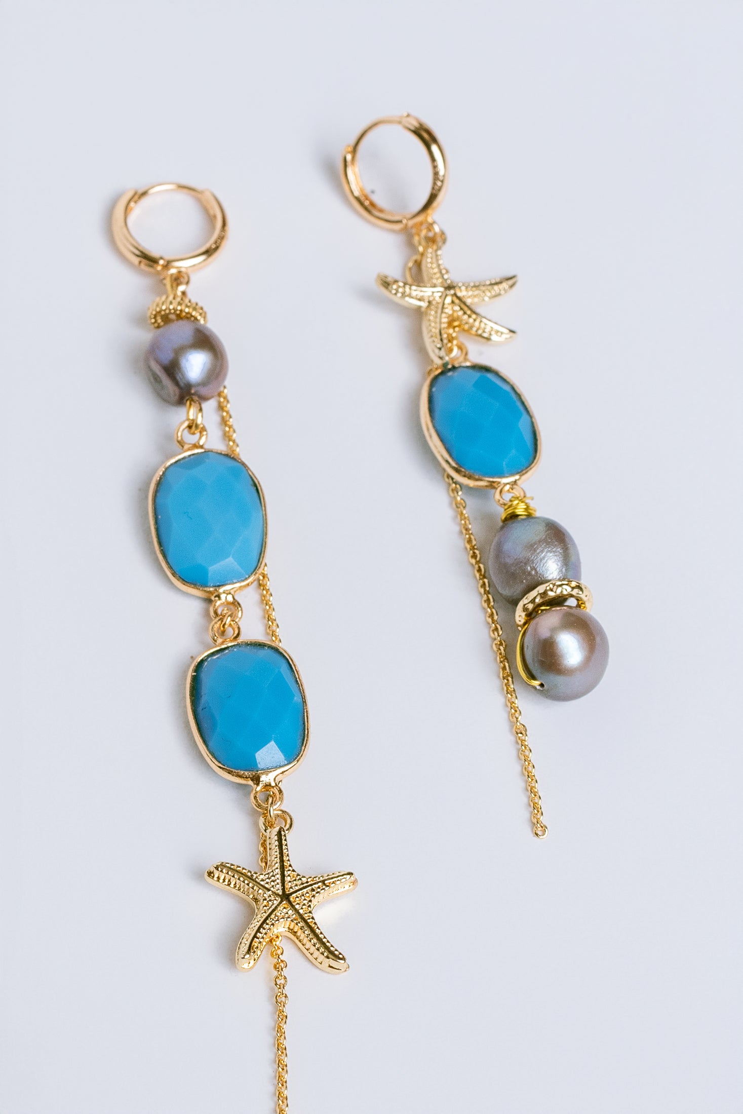 Sherwood Bridge Diamonds Asymmetrical Turquoise Starfish Earrings