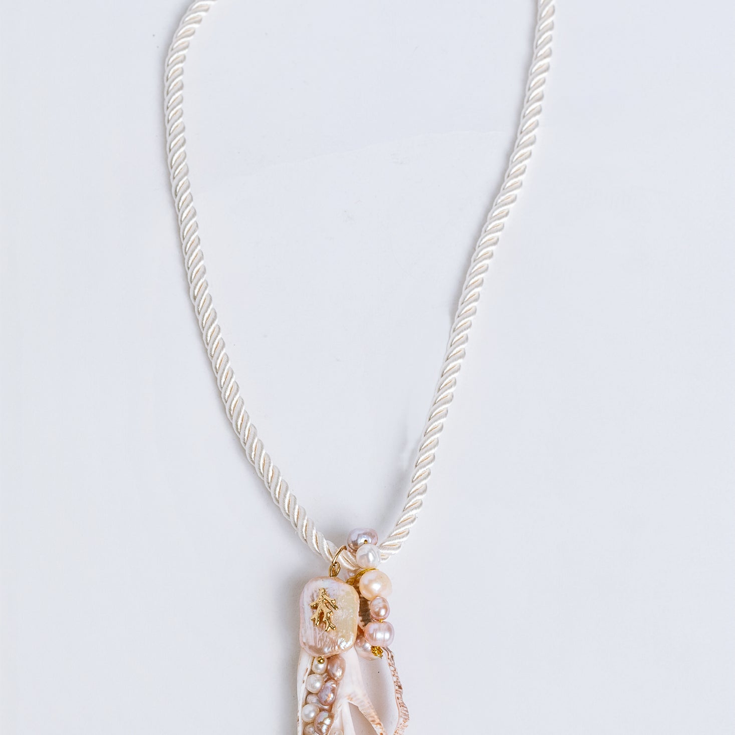 Sherwood Bridge Diamonds Cream & Pink Pearl Rope Necklace