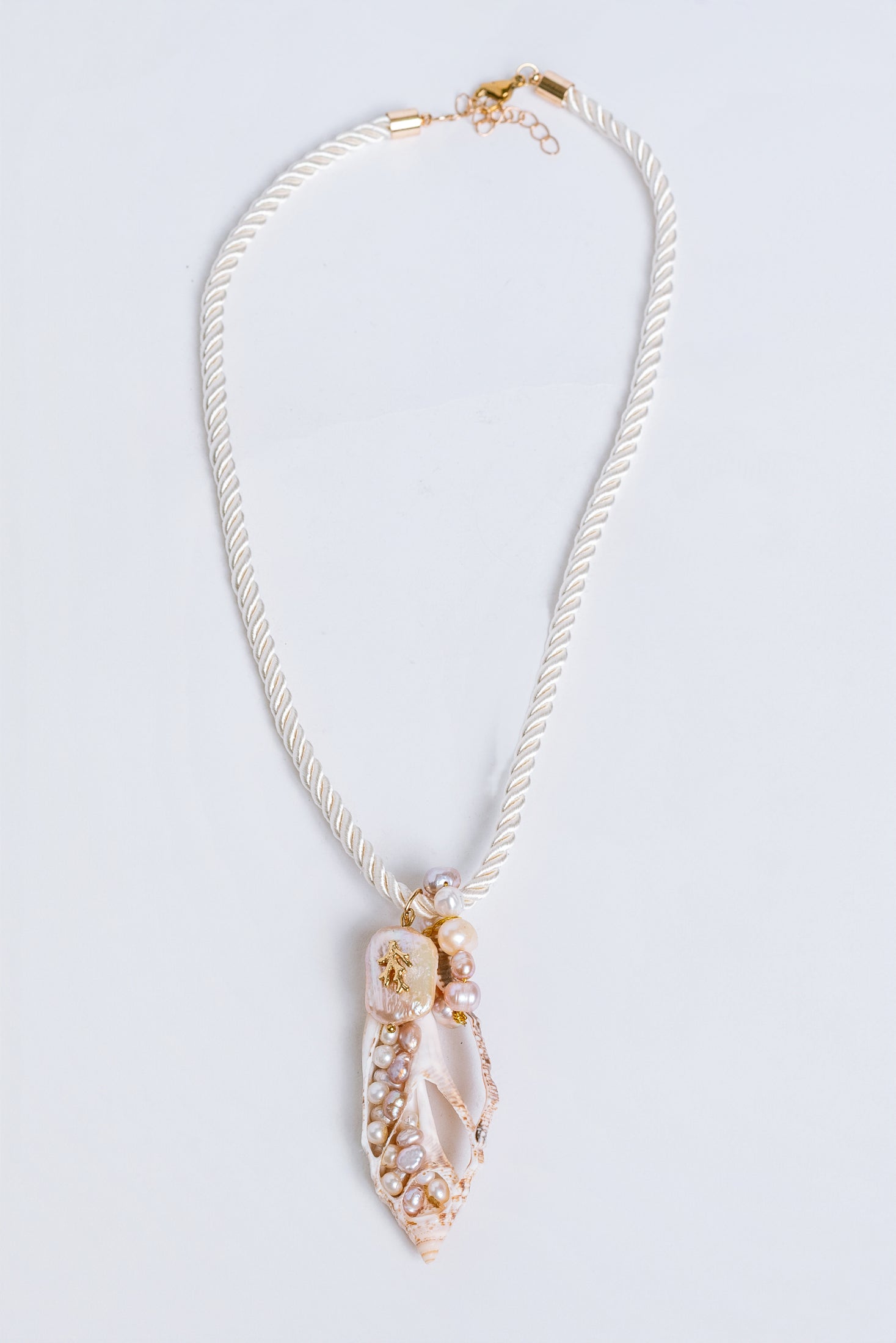 Sherwood Bridge Diamonds Cream & Pink Pearl Rope Necklace