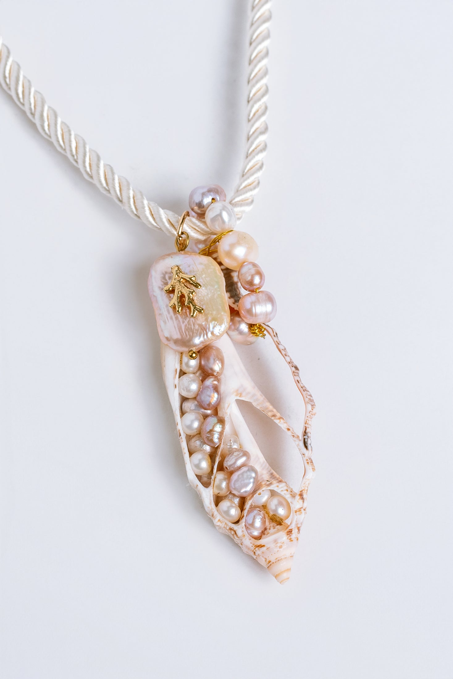 Sherwood Bridge Diamonds Cream & Pink Pearl Rope Necklace