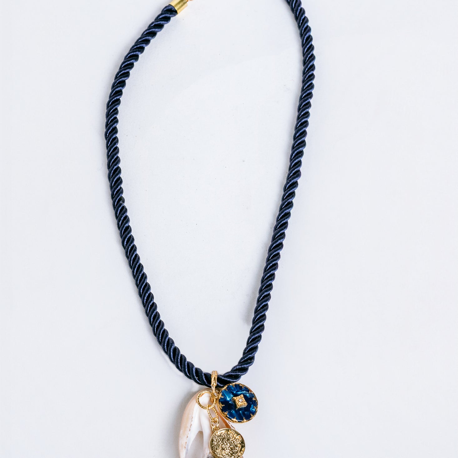 Sherwood Bridge Diamonds Navy Rope Peacock Pearl Necklace