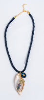 Sherwood Bridge Diamonds Navy Rope Peacock Pearl Necklace
