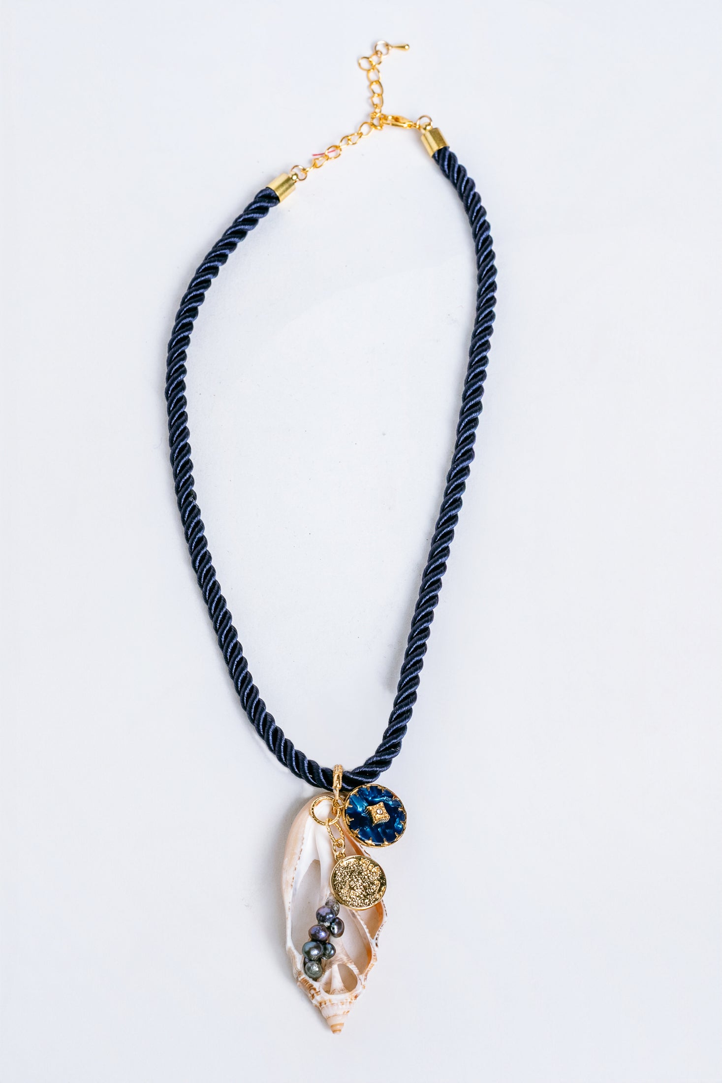 Sherwood Bridge Diamonds Navy Rope Peacock Pearl Necklace
