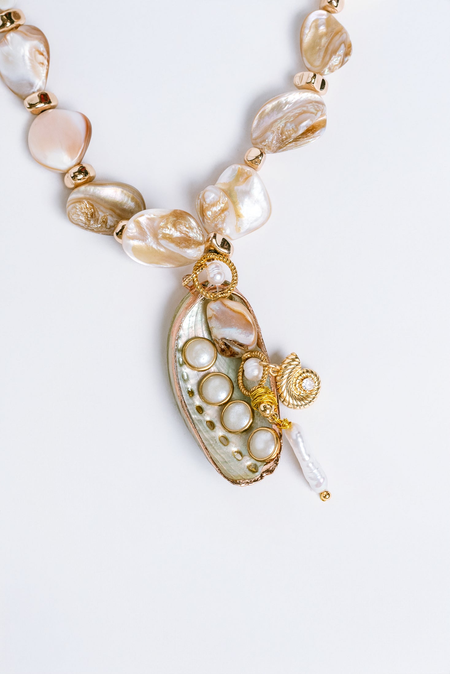 Sherwood Bridge Diamonds Chunky Abalone Necklace