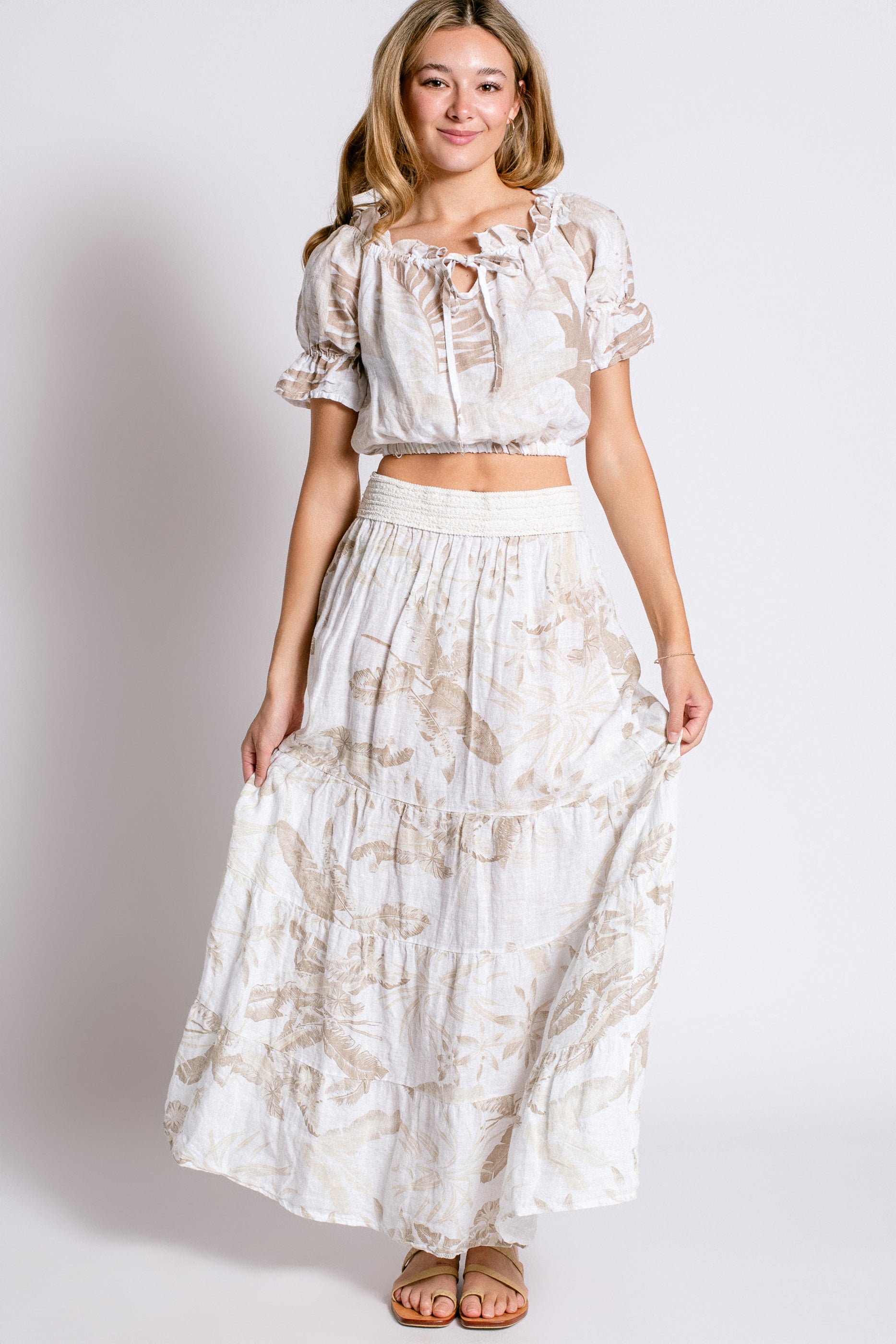 Milio Milano Hawaiian Print Tiered Skirt