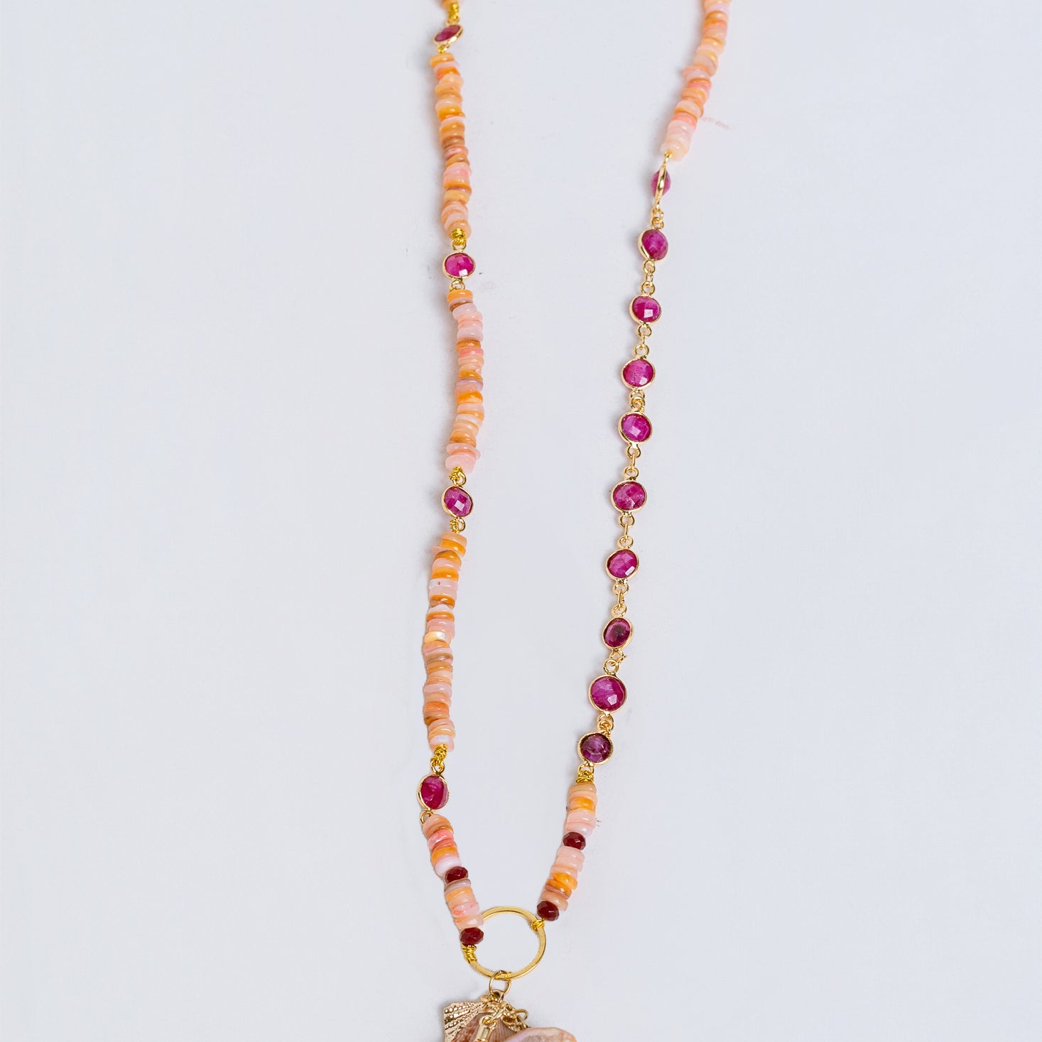 Sherwood Bridge Diamonds Ruby Scallop Shell Necklace