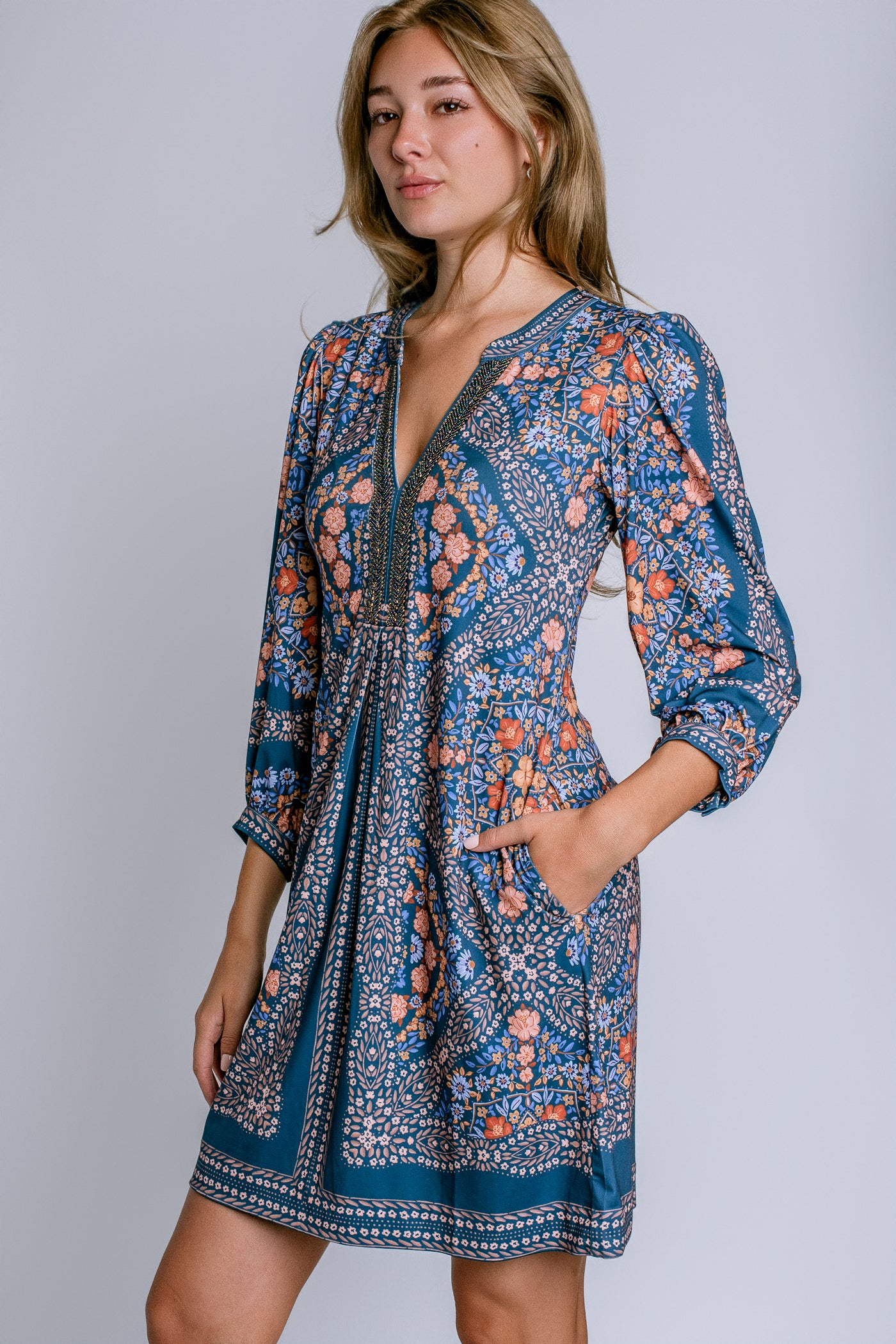 Hale Bob V Neck Beaded Dress