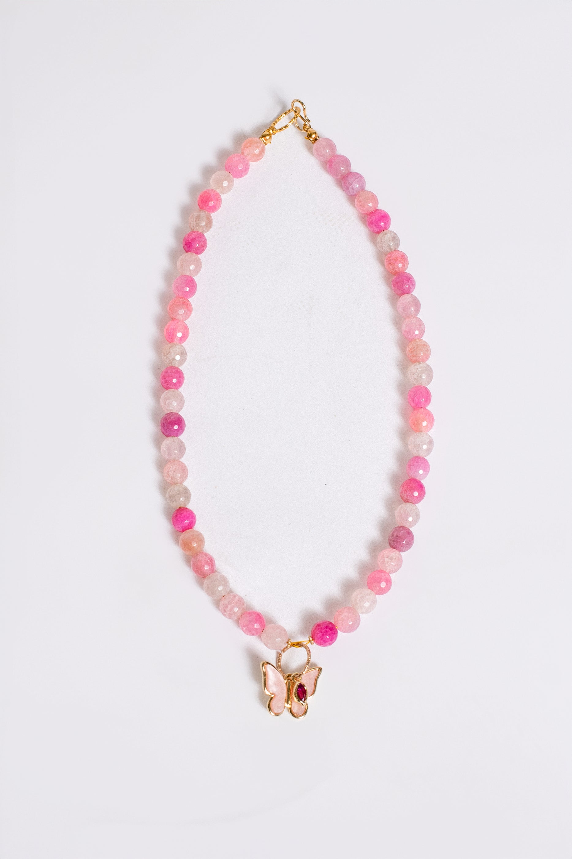 Sherwood Bridge Diamonds Rose Quartz Butterfly Necklace