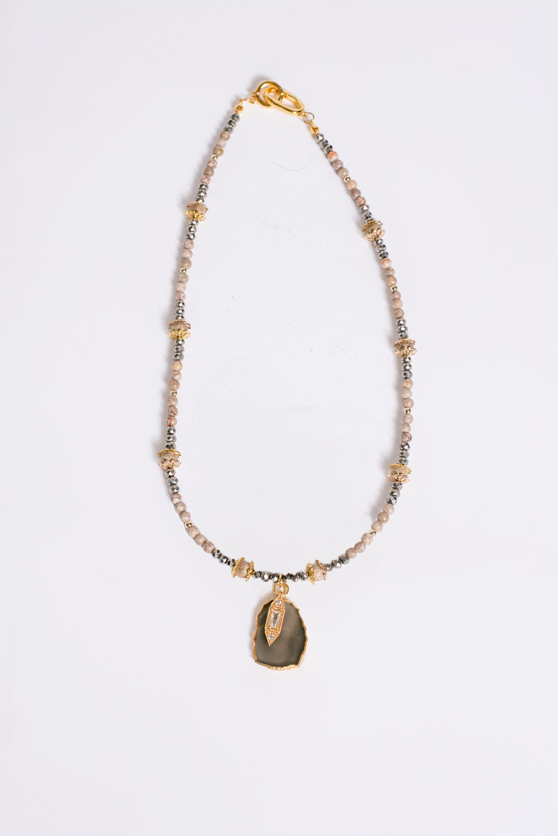 Sherwood Bridge Diamonds Smoky Quartz Wood Pendant Necklace