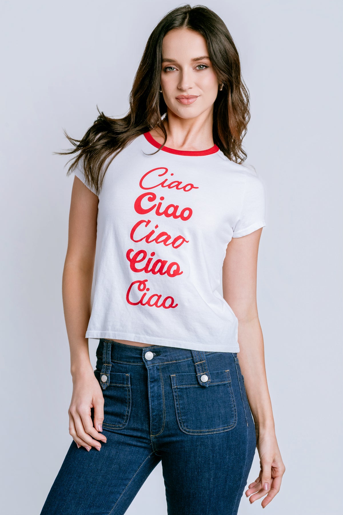 Sunny Somewhere Ciao Ciao Ringer Tee