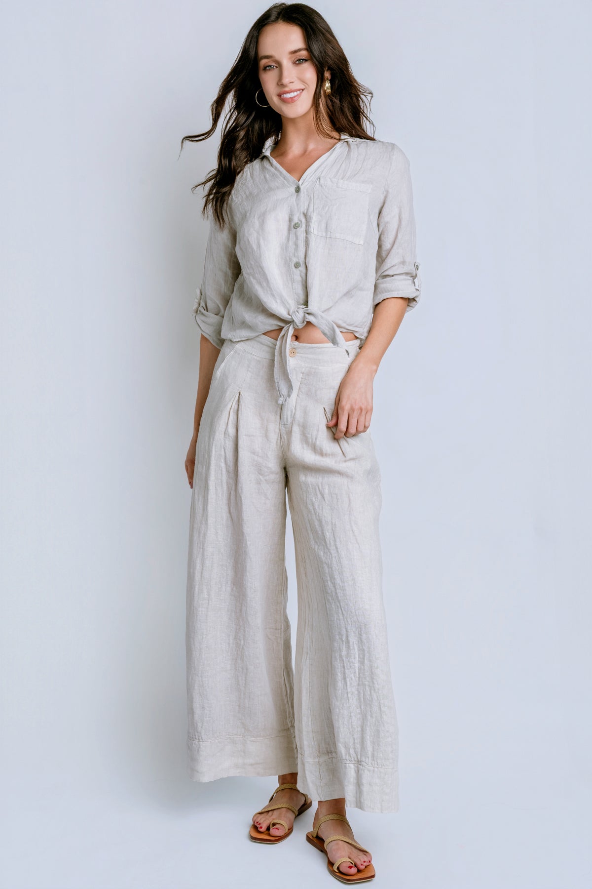 Milio Milano Linen Button Front Top