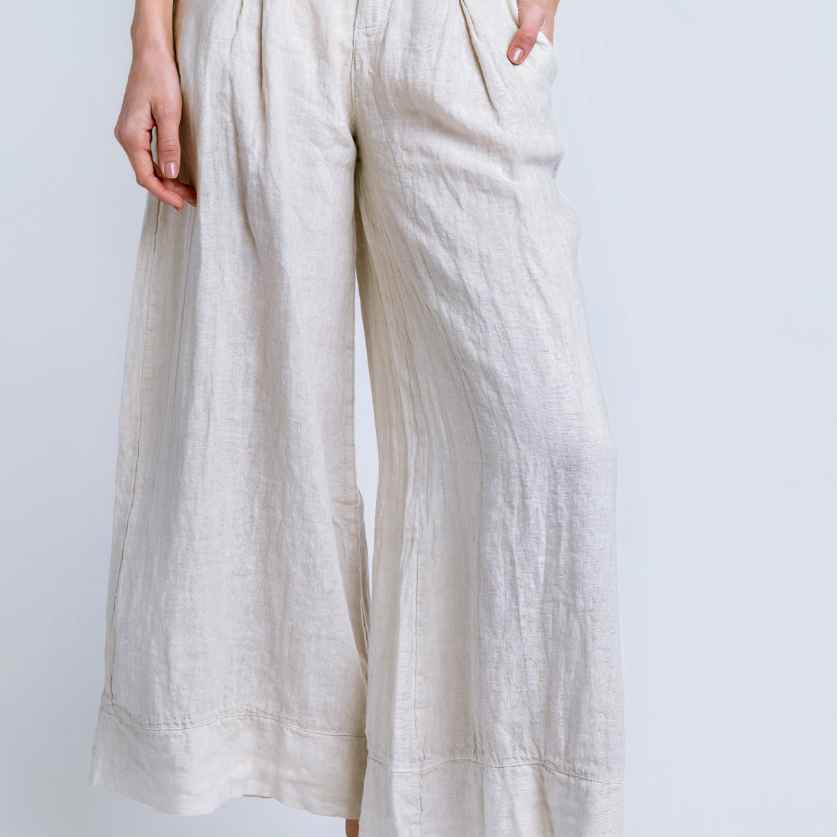 Milio Milano Linen Pleat Palazzo Pant