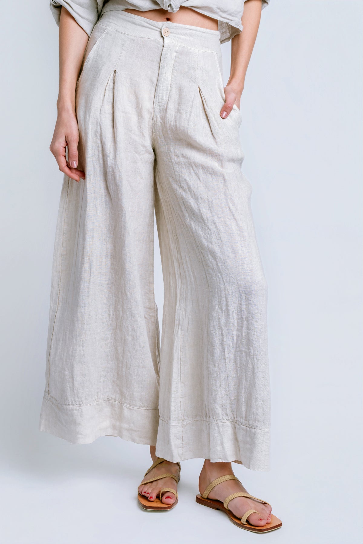 Milio Milano Linen Pleat Palazzo Pant