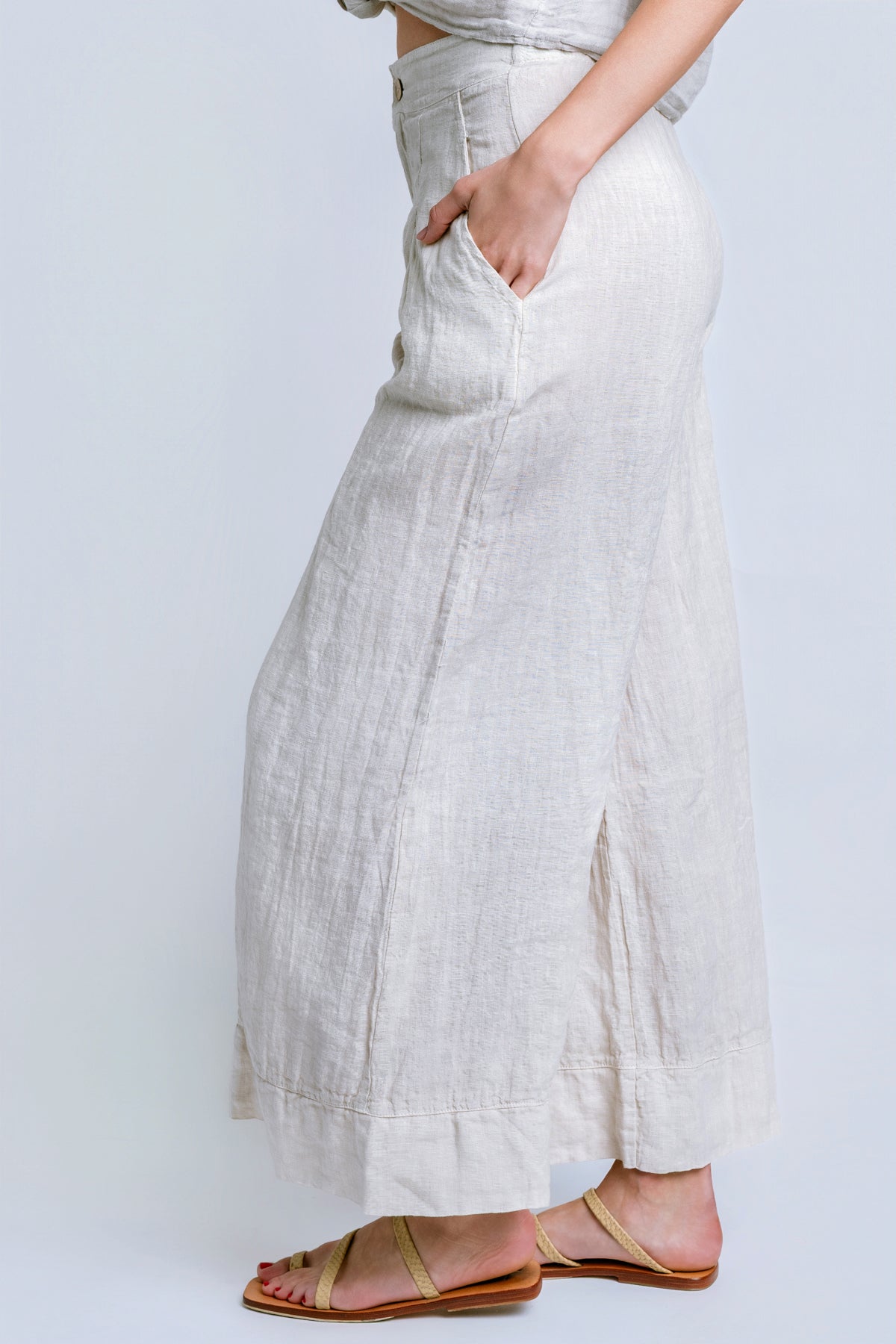 Milio Milano Linen Pleat Palazzo Pant