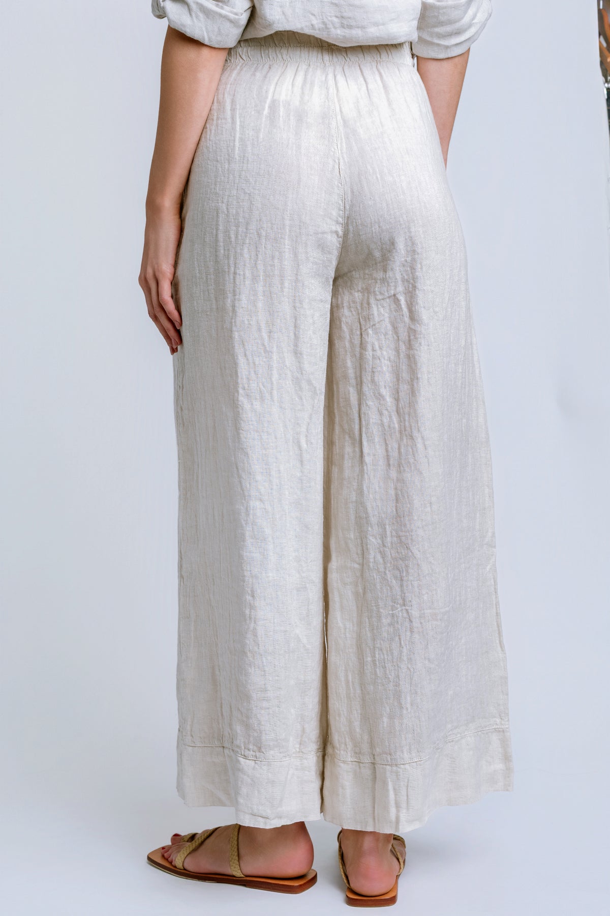 Milio Milano Linen Pleat Palazzo Pant