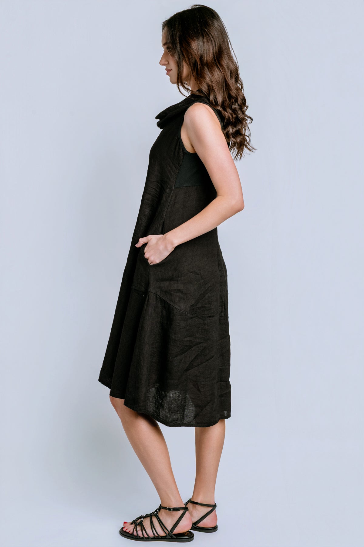 Inizio Linen Cowl Dress