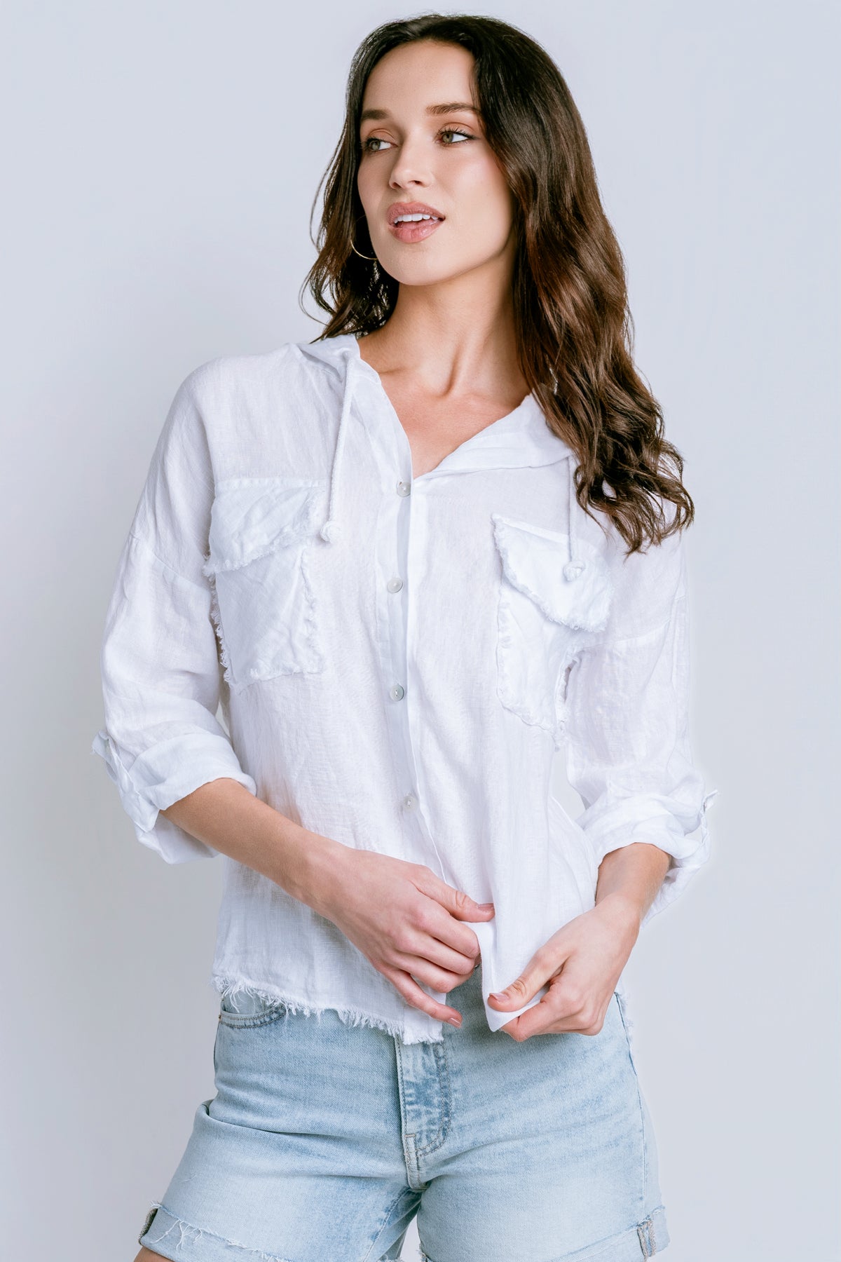 Milio Milano Fringe Hem Linen Jacket