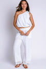 Milio Milano Mesh Hem Wide Leg Linen Pant